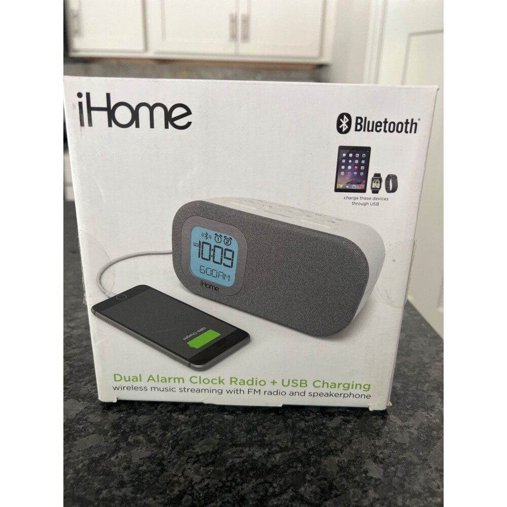iHome iBT210 - Bluetooth Wireless Dual Alarm Clock-New in Open Box